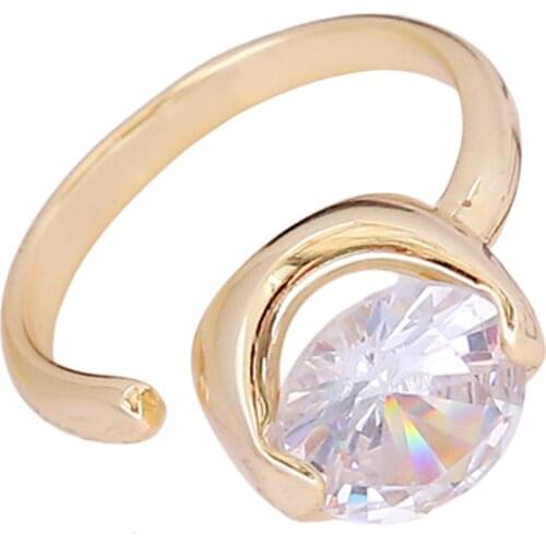 Faceted Copper Inlaid Zircon Ring Multicolor Opening Adjustable Simple Fashion Design Jewely for Women TT@88