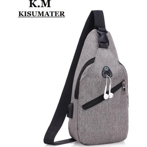 HOT Casual USB Charging chest pack single shoulder bags unisex chest bag crossbody bags women anti theft back bag Free Shipping
