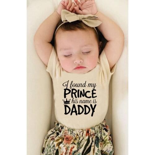 Summer Infant Baby FunnyBodysuit I Find My Prince His Name Is Daddy Toddler Hipster Jumpsuit Newborn Baby cute Bodysuit