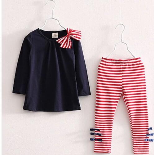 Children Clothing Sets Girls Suits Child Cotton Sportswear Casual kids Long Sleeve Tops Striped Pants Baby Roupas Infanti Menina