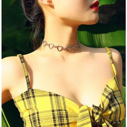 Korean Sweet Love Heart Choker Necklace