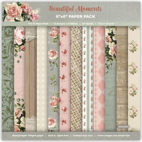 Beautiful moments Scrapbooking paper pack of 24 sheets handmade craft paper craft Background pad 422
