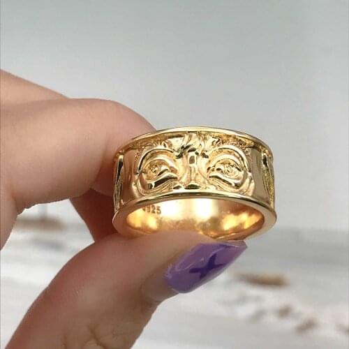 Creative Halloween Jewelry Eye Gaze Design Rings Male Punk Rock Unusual Charm Alternative Ring Size 7-12 Party Gifts Wholesale