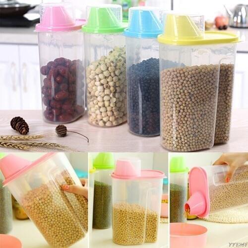 Dried Food Cereal Flour Pasta Food Storage Dispenser Rice Container Sealed Box 1.9L Y110-Dropshipping