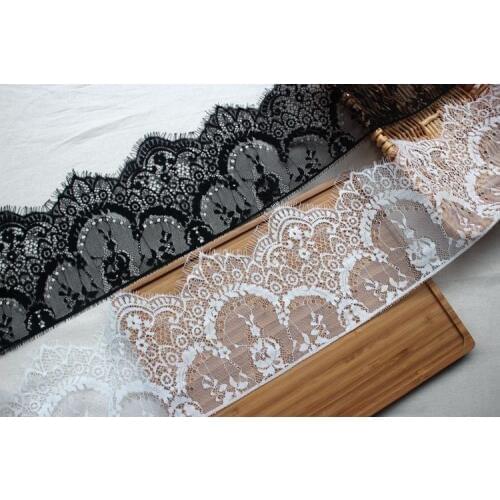 3M/Lot France Floral Chantilly Lace Fabric Eyelash Lace Trim For Evening Wedding Dress Sew On Lace Trimming