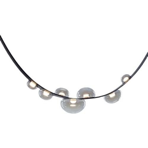 New Design Art Chandeliers Modern Fashion Hotel Villa Lobby Leather Lighting Fixtures Creative 7 Heads Glass Pendant Lamps