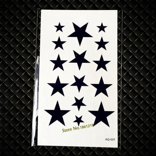 Fashion Black Stars Tattoo Sticker For Men Women Cover Scar Fake Tatoo Decal Waterproof Body Art Temporary Tattoo Stickers GAQ07
