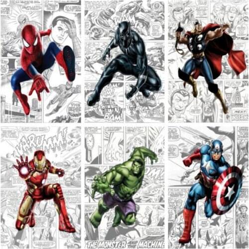 Captain America Marvel 5D Diamond Painting Comics Avengers Spiderman Diamond Embroidery Full Cross Stitch Kits Room Decor