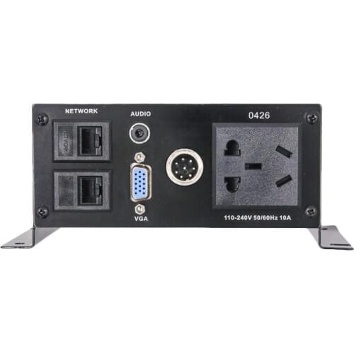 Multimedia Desktop Socket with 3.5mm Jack VGA Aviation 8Pin Microphone Plug Dual RJ45 Port Aluminum alloy Panel +Information box