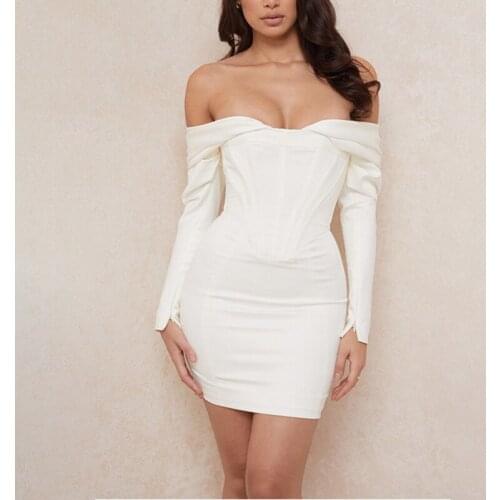 Newlife Off The Shoulder Mini Celebrity Sexy White Black High Quality Women Dress Evening Party Dress