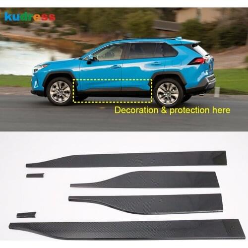 Side Door Trim For Toyota RAV4 RAV 4 2019 2020 2021 Carbon Fiber Door Strip Molding Stream Lamp Panel Bumper Hoods Accessories