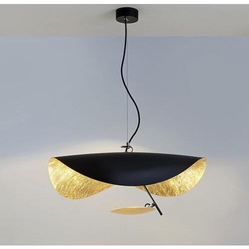 Postmodern Curved Surface LED Pendant Lights Flying Saucer Hat Art Home Decor Hanglamp Living Room Restaurant Kitchen Lights