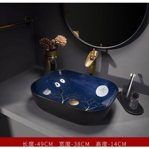 Chinese retro style basin freehand carving art creative toilet washbasin for household use