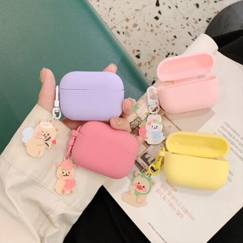 Silicone Cover Case For apple Airpods Pro Case Cute Keyring Bluetooth Case for airpod Earphone Accessories skin