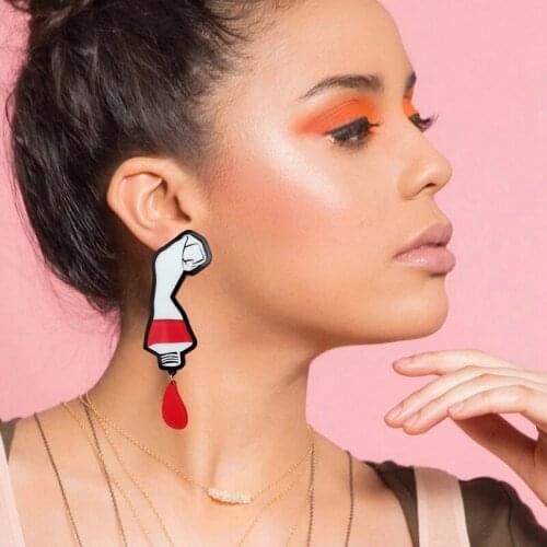 Donarsei Funny Acrylic Squeeze Paint Board Earrings For Women Cute Hit Color Pigment Long Drop Earrings Party
