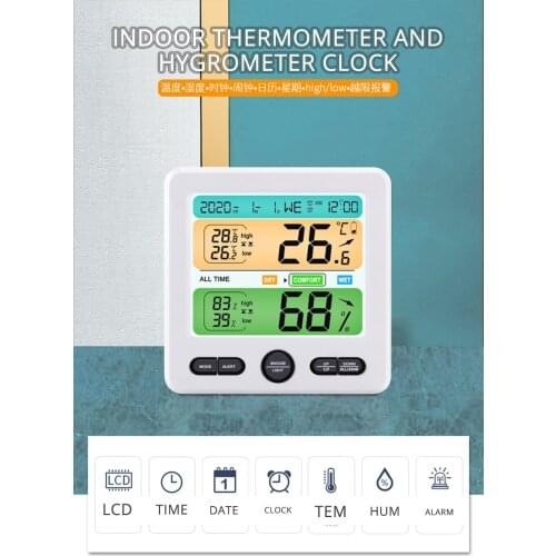 LED Digital Alarm Clock Luminous Electronic Display with Snooze Backlight Temperature Humidity Mode,tem Change with Color Decor