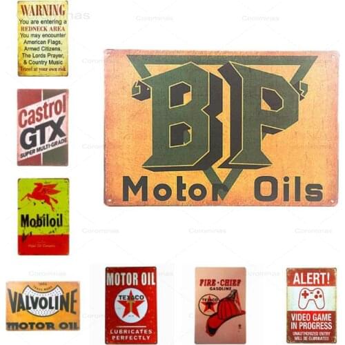 Vintage Metal Sign Garage Motor BP Car ELF Motor Pub Bar House Gas Oil Rustic Tin Plaque Garage Diner Wall Decor