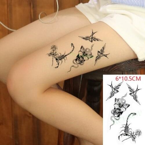 Waterproof Temporary Tattoo Sticker ins Snake butterfly scorpion swallow rose Body Art flash tatoo fake tatto for Women Men