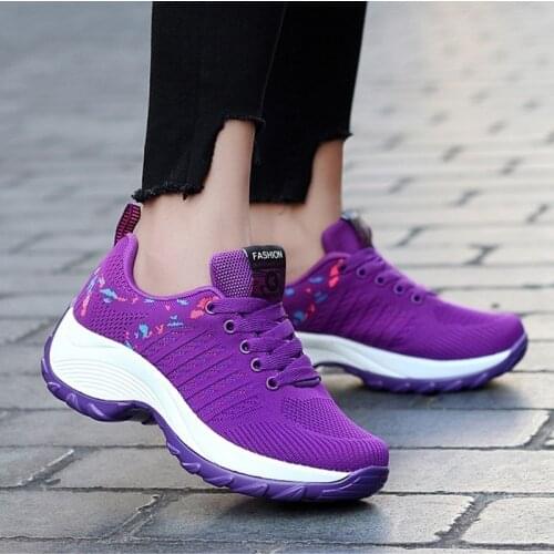 Women Tennis Shoes 2021 Basket Femme Thick Platform Wedge Lace-Up Mesh Breathable Sport Shoes For Woman Ladies Walking Sneakers