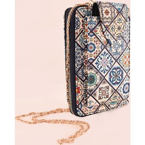 Lady Black and Tile Pattern PHONE Wallet All In One