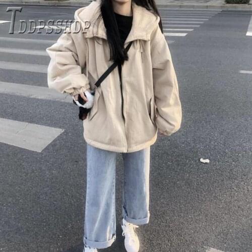 2019 Thick Winter Korean 2 Side Can Wear Women Coat Loose Long Sleeve Female Parkas