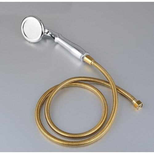 2M Golden Brass Hand Held Shower Heads Head Hose Handheld Shower