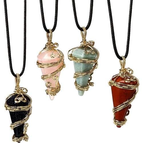 Golden Pendulum Pendant necklace Creative crafts Vines winding Hexagonal cone pendant accessories women men Jewelry 2021