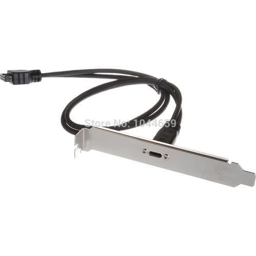 0.5M USB3.1 Type-C Female to USB 3.0 Motherboard 20Pin Panel Mount Cable With Rear PCI Back Panel Expansion Bracket for PC