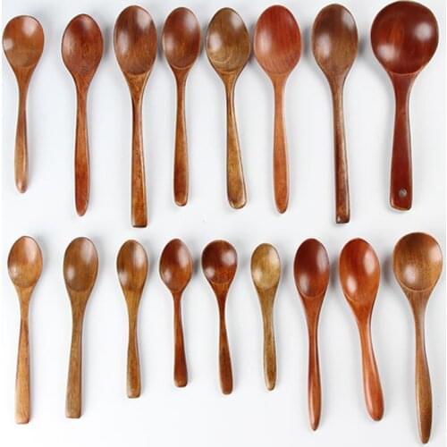 1PC wooden spoon kitchen cooking utensils tool honey milk tableware long handle teaspoon soup spoon wooden spoon