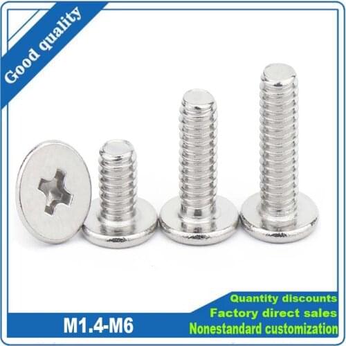 10/25pcs Cross Phillips Ultra Thin Super Low Flat Wafer Head Screw Bolt M1.4 M1.6 M2 M2.5 M3 M4 M5 M6 CM A2 304 Stainless Steel