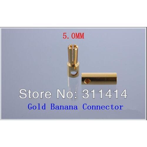 10pairs/lot 5.0mm 5mm Golden Banana Connectors Plug For RC Battery ESC Brushless Motor High Quality Retail Dropship