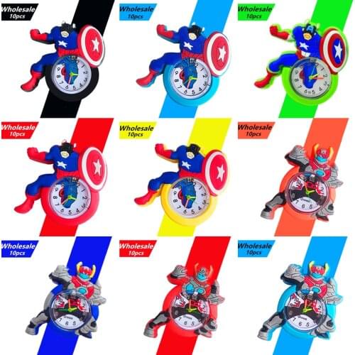 10pcs Cute Kids Watches Mecha Warrior Hero Cartoon Toy Boys Children Quartz Watch Factory Wholesale Baby Very Popular Watch