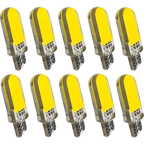 10pcs T10 W5W Silicone Case 12 Chips COB LED Car Wedge Interior Dome Reading Light WY5W 501 Auto Parking Bulbs Turn Side Lamps