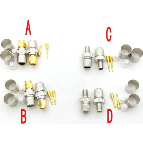 20pcs SMA Male Plug / RP-SMA Female Jack Crimp FOR RG8 RG165 RG213 LMR400 Cable RF Adapter