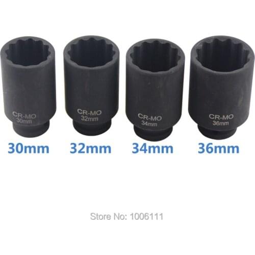 30mm 32mm 34mm 36mm 1/2"DR 12 Point Impact Socket Spindle Axle Nut Socket Hub Axle Nuts Removing Installing Tool