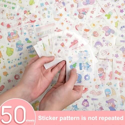 50sheets/set Sticker Set Diy Cute Stickers Ins Style Scrapbooking School Suppliers Stationery Art Supplies
