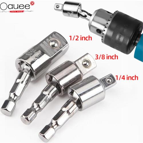 Electric Drill Socket Adapter for Impact Driver with Hex Shank to Square Socket Drill Bits Rotatable Extension 1/4" 3/8" 1/2"