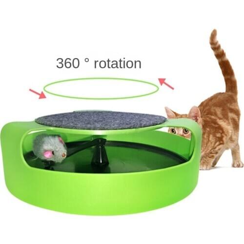 Cat Turntable Pet Automatic Toy Tease Cats Interactive Mouse Running Along The Track Toy Smart Teasing Cat Stick Crazy Game