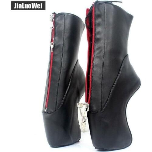 7" Super High Heel Hoof Heelless Sole Lockable Zipper Ankle Ballet Boots Sexy Ladies Nightclub Dancing Shoes Custom Made Plus Sz