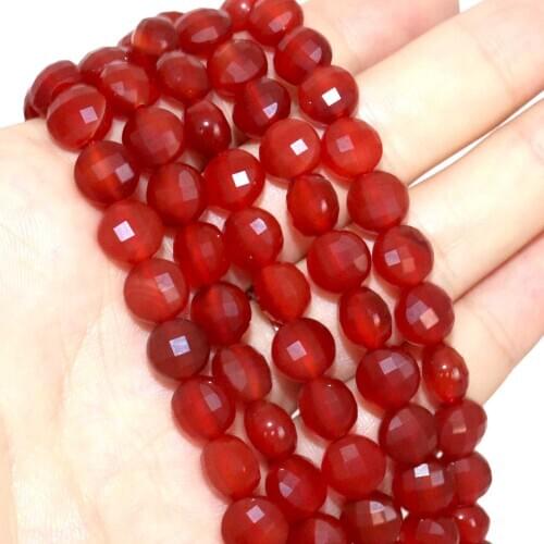 Natural stone 4 6 8mm Faceted Gem Red Agates Stone Round Loose Spacer Beads For Jewelry Making Charm DIY Bracelet Necklace
