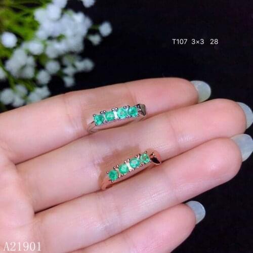 KJJEAXCMY boutique jewelry 925 Silver-inlaid Natural Emerald Lady Ring Support Detection