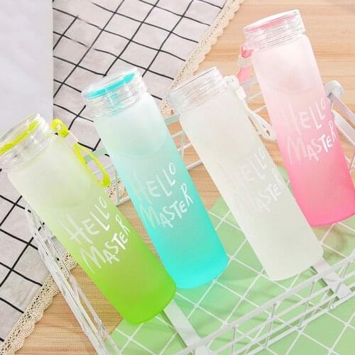 Gradient glass colorful cup heat resistant frosting creative portable tea cup single layer outdoor portable lovers cup