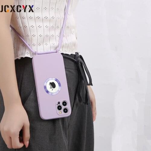 Liquid silicone Crossbody Lanyard Strap Hang Case For iPhone 11 12 Pro Max X XS XR 7 8 plus Shockproof Camera Protection Cover