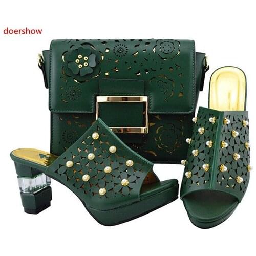 Doershow D.green African Designer Shoe And Bag Set To Match/ Italian Shoes With Matching Bags Set FREE SHIPPING Shoes!SJZS1-42