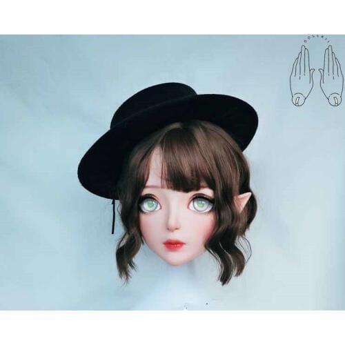 Dollkii 19) Female Girl Silica Resin Cosplay BJD Cross Dressing Kigurumi Head Mask Anime Role Play Party Crossdresser Doll Mask