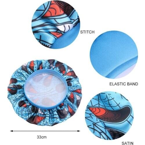 Hot Sale African Printed Wide-Brim Shower Hat Satin Round Hair Cap Styling Accessories Caring Fashion Bonnet Elastic Night Wash