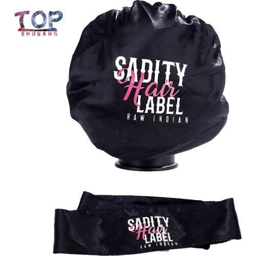 Customized Logo virgin hair satin hair wrap band and cap bonnet, printing silk headband wraps scarf sleeping bonnet