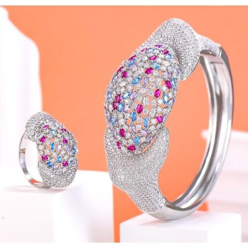Kellybola NEW Luxury Ball African Bangle Ring Set Fashion Jewelry Set For Women 2021 Wedding Engagement Brincos Para as Mulheres