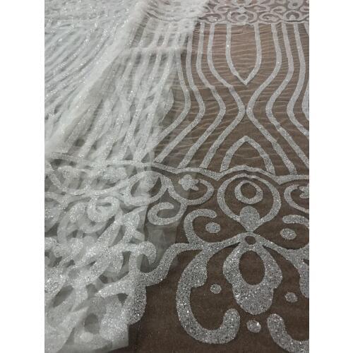 Hot sale Z-han1135 african sequins tulle mesh fabric shining glued glitter sequins lace fabric for bridal dress