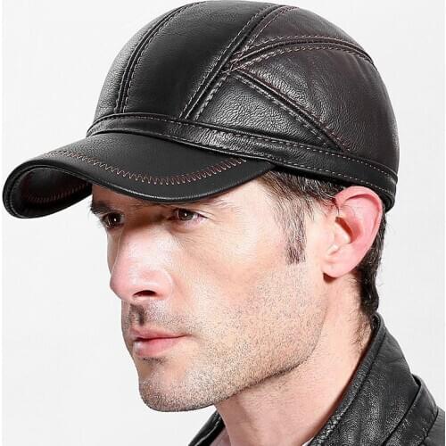 New Fashion High Quality Fall Winter Men Faux Leather Hat Cap Casual Moto Snapback Hat Mens Baseball Cap Wholesale